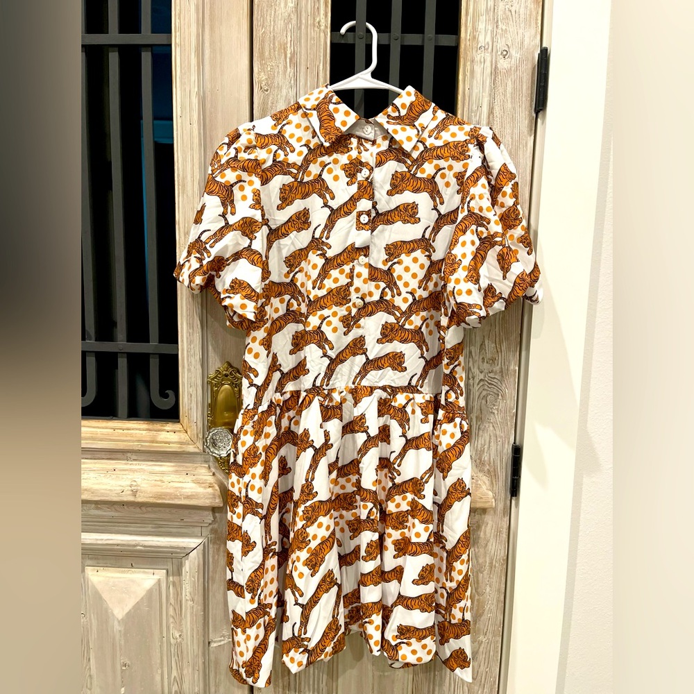 Tiger and Gold dot Collar dress